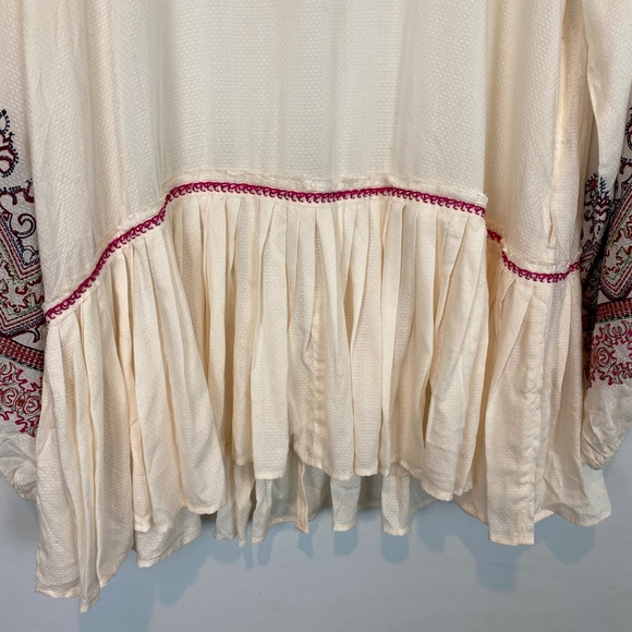 Peasant Tunic Dress Embroidered Balloon Sleeves L - Picture 4 of 10